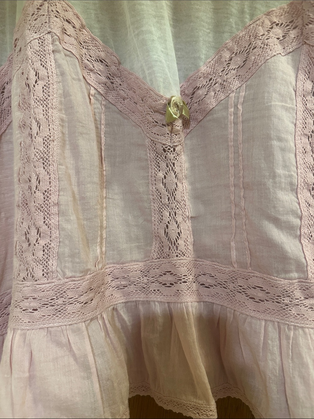 Free People Pale Pink Sheer Lace Peplum Blouse - Picture 3 of 5